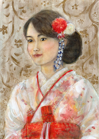 Portrait of my sister in her wedding kimono